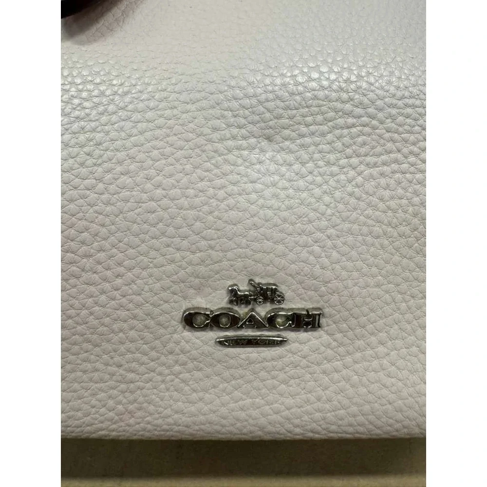 Coach Turn Lock Pebbled Leather Market Tote Bag‎ Off White #B1847-58849